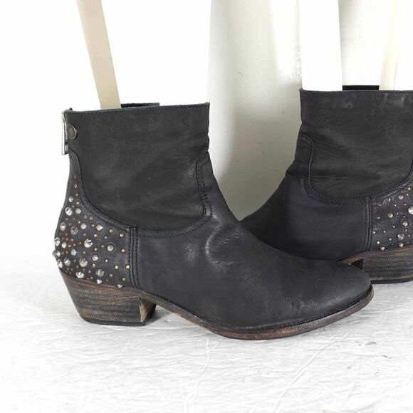 ZADIG & VOLTAIRE Women’s EU40 US 9-9,5 Black Leather Studded Ankle Boots - Picture 9 of 12